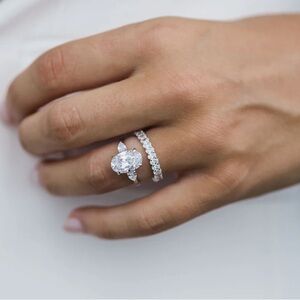 Everly Rings Silver Oval Eternity Band Gemstone Ring